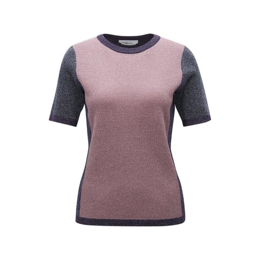 HUGO BOSS Colorblock Top Sweater Pink Purple Black Metallic Wool Blend Large